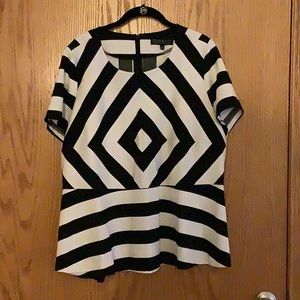 Black&White striped peplum from Eloquii